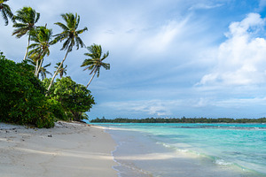 Anini Marae Beach on Huahine, French Polynesia, with turquoise w, a Nature Photo by GoodGoods