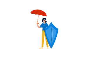 Businesswoman holding umbrella and, a Finance Illustration by pikepicture