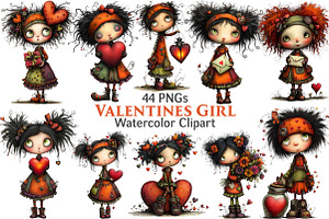 Valentines Girl Clipart, an Illustration by Pixels.Craft