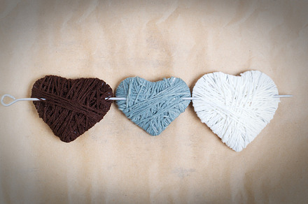 Knitted heart of wool