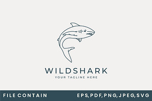 shark logo vector line art