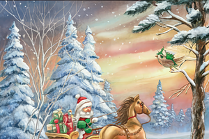 Watercolor Christmas Sleigh Ride