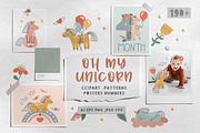 Oh My Unicorn: cute clipart for kids, an Animal Illustration by RinaKustova (Thumbnail 1 of 13)