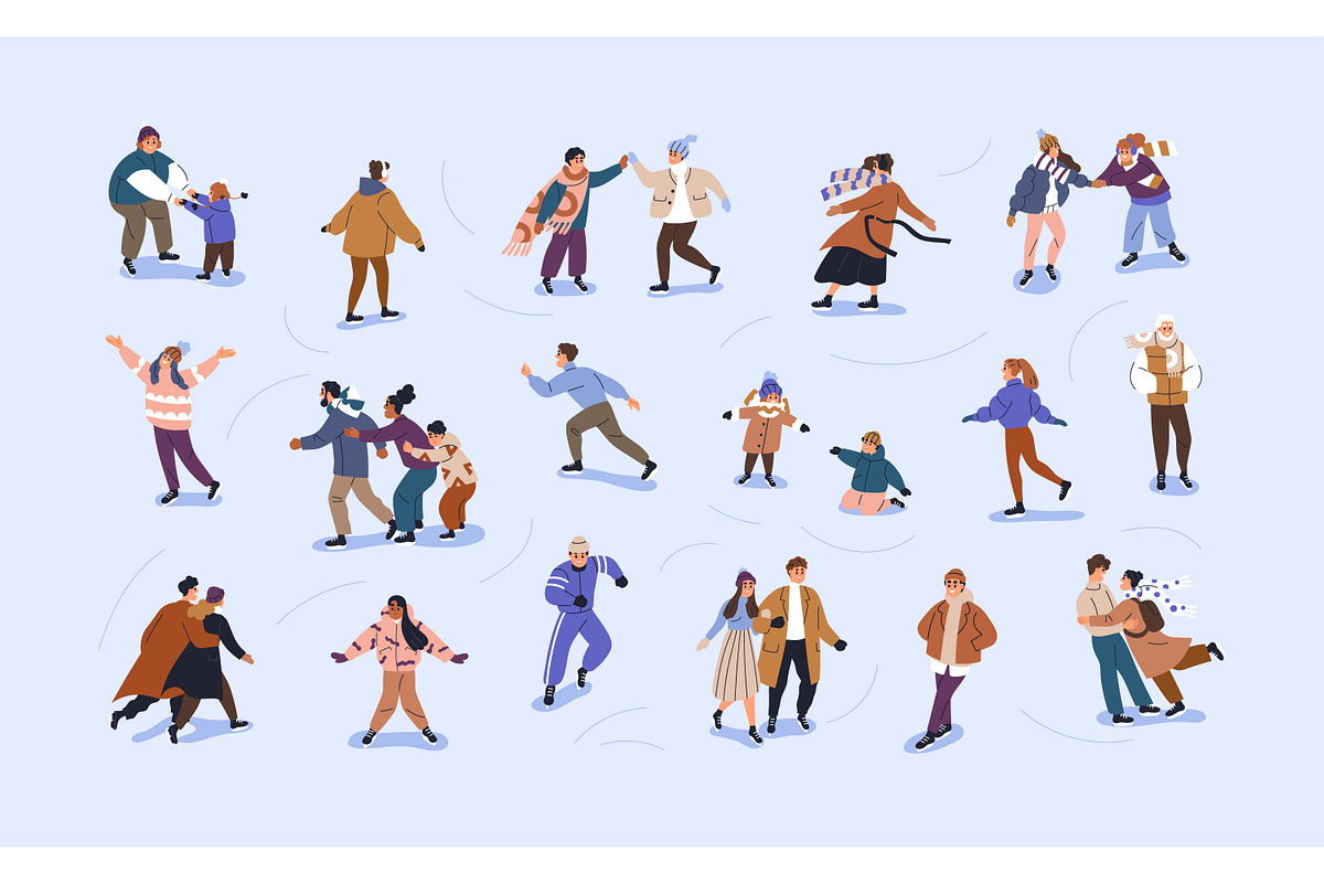 People skating on ice rink set, a Person Illustration by Good Studio (Photo 1 of 2)