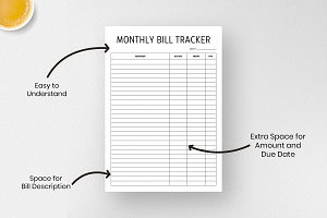 Monthly Bill Tracker Printable