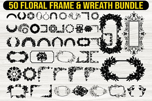 50 Floral Frame & Wreath Bundle
