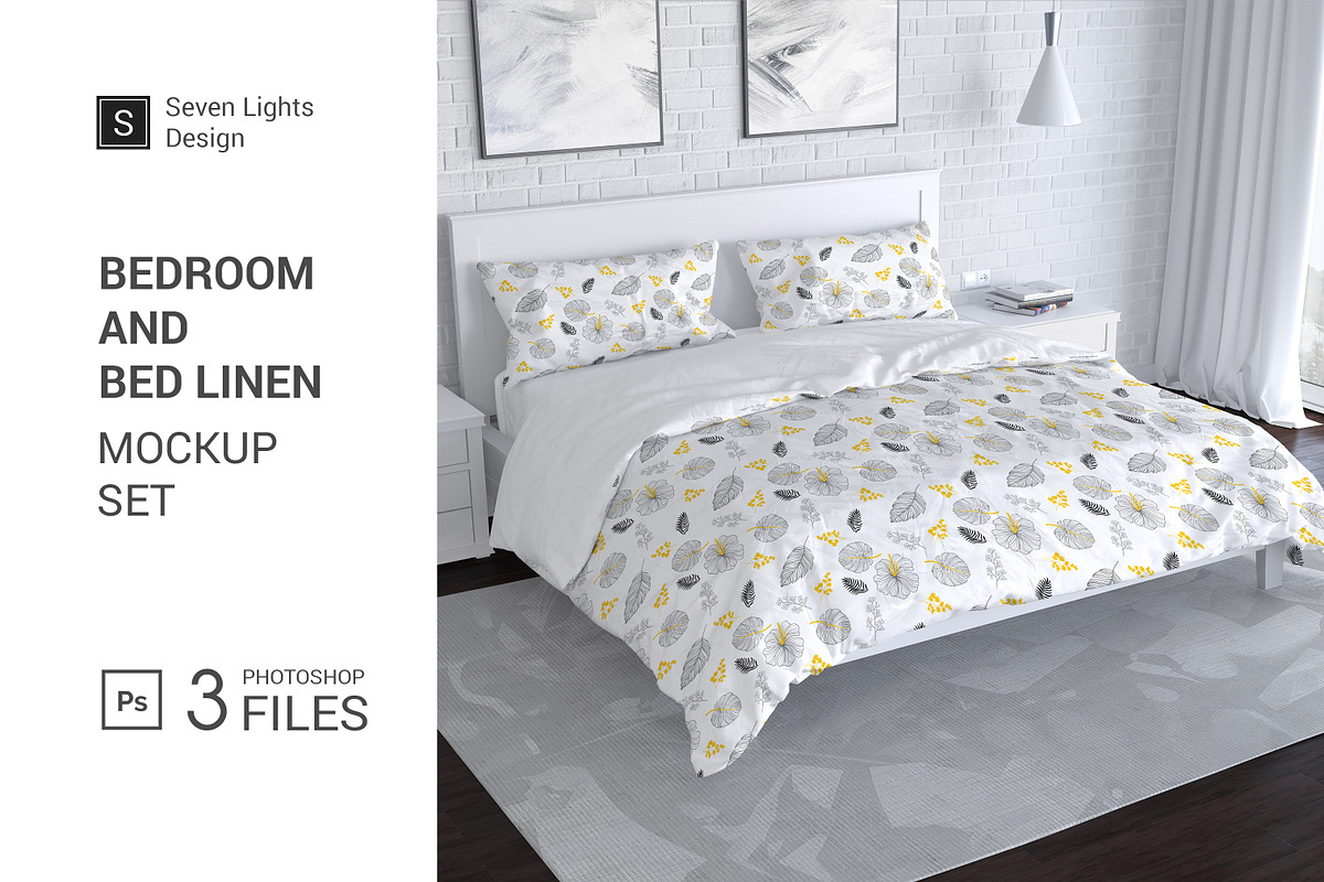 Bedroom and Bed Linen Mockup Set, an Apparel Mockup by Seven Lights (Photo 1 of 10)