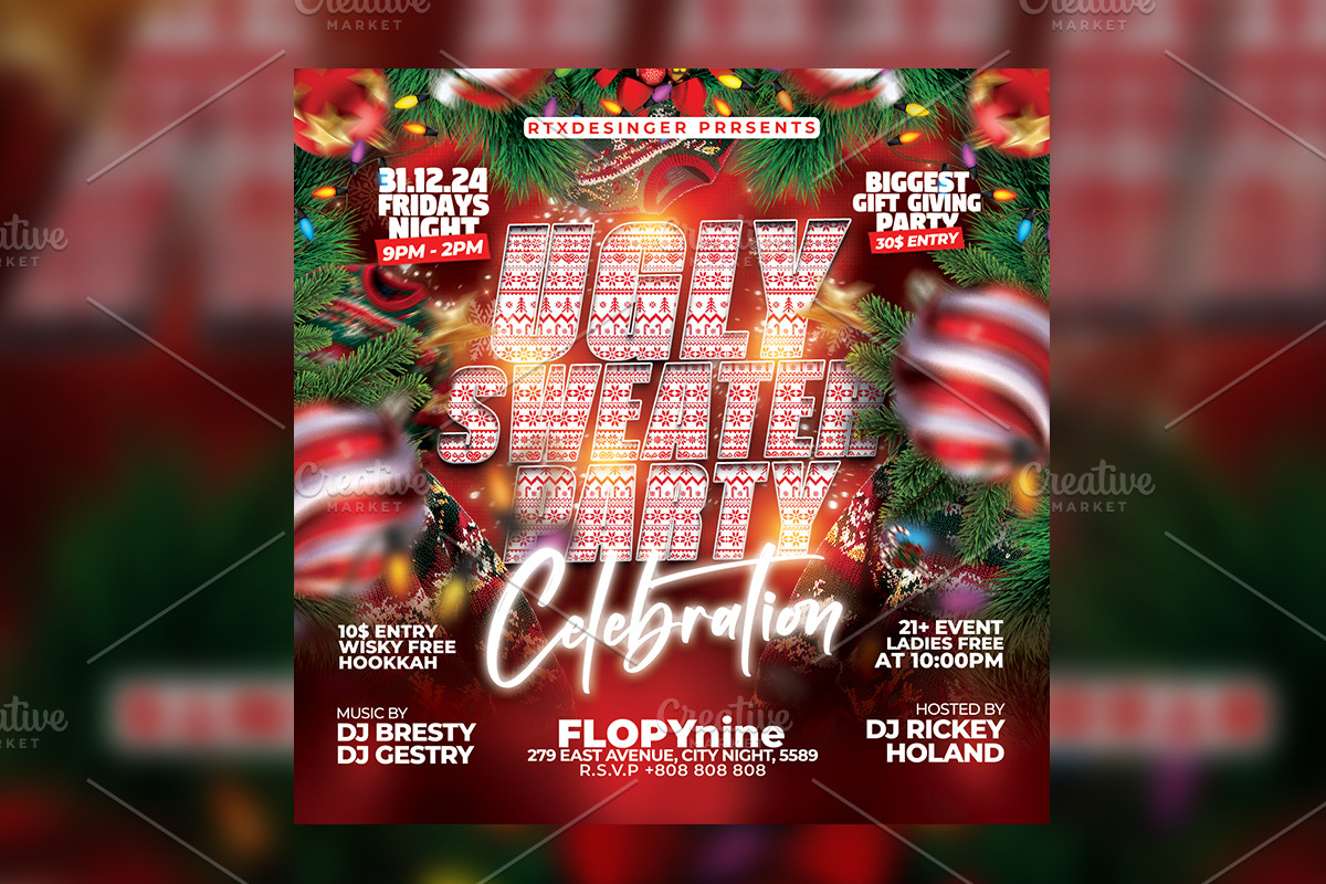 Christmas Ugly Flyer Template, a Flyer Template by RTXdesinger99 (Photo 3 of 3)