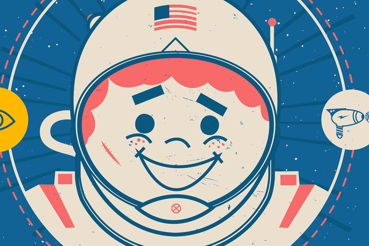 Retro Astronaut, an Illustration by Ryder Doty (Photo 2 of 3)