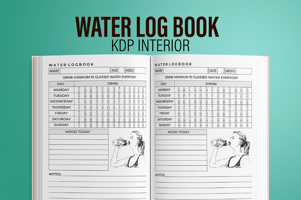 Water Logbook KDP Interior, a Templates & Theme by MatiArtShop (Photo 1 of 2)
