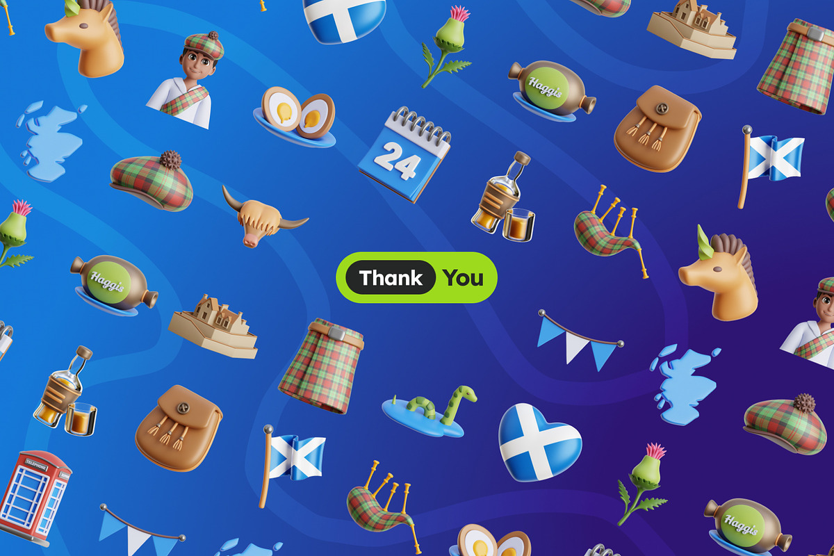 Scottish National Day 3D Icons, an Object 3D Model by Rakata Studio (Photo 6 of 7)