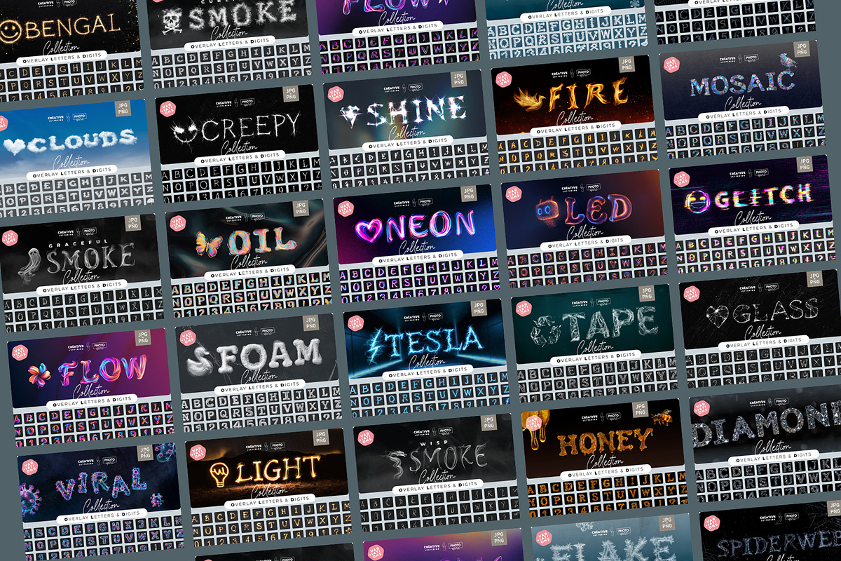 Letters Overlays 27 IN 1 Volume I, a Symbol Font by PhotoSpirit