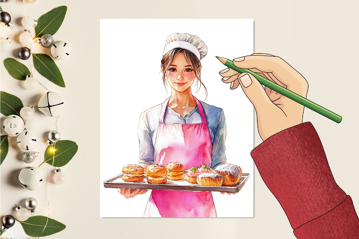 Chef Watercolor Cliparts, an Illustration by RobertsArt (Photo 6 of 7)