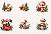 Watercolor Christmas Animals, a Seasonal Illustration by CreationArt (Thumbnail 2 of 7)