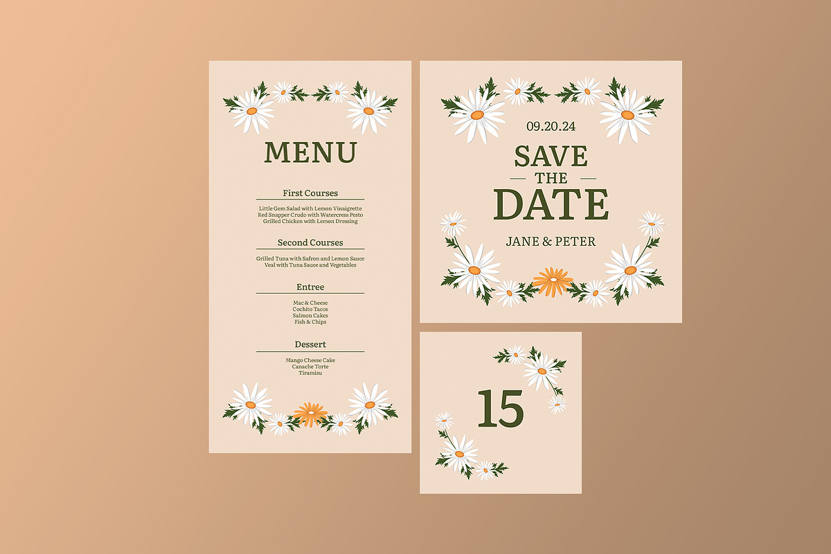 Daisy Wedding Invitation Suite, a Card Template by Neermana (Photo 3 of 3)