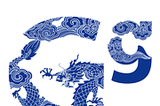 Letter A-Z Chinese style, a Symbol Font by PonDeArt (Thumbnail 8 of 27)