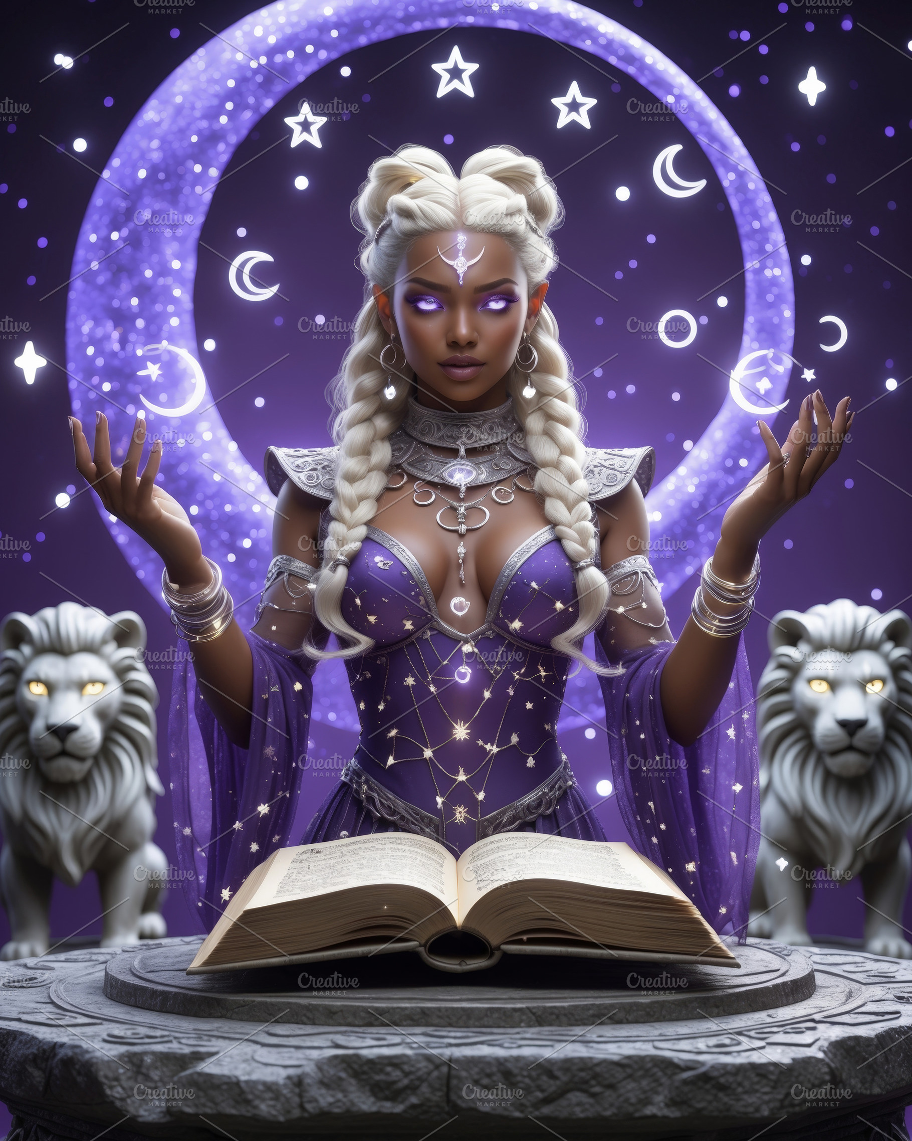 Moonlit Oracle of the Cosmos, an Abstract Photo by Hamza067