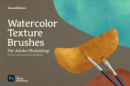 Watercolor Texture Brushes for PS, a Brush Add-On by Komet & Flicker