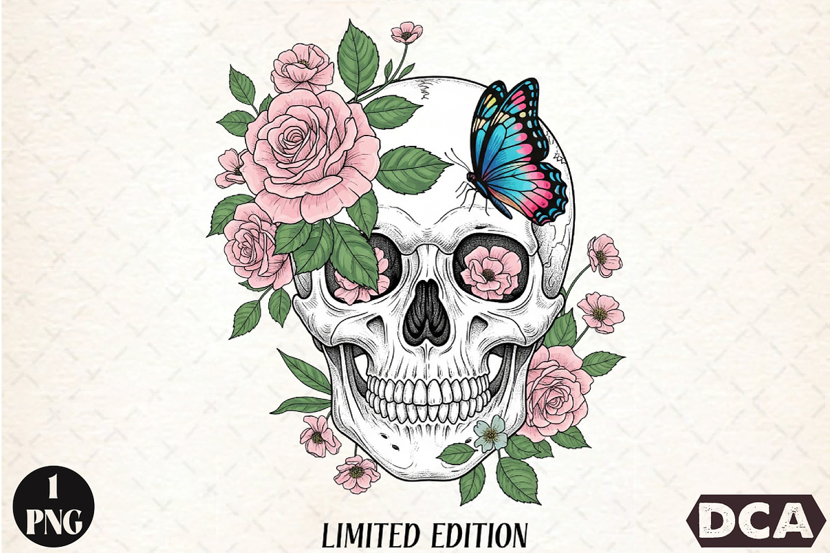 Floral Skull Png,Limited Edition Png, an Illustration by DreamCafeArt (Photo 1 of 7)