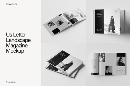 Us Letter Landscape Magazine Mockup, a Books & Magazine Mockup by Tokobeta
