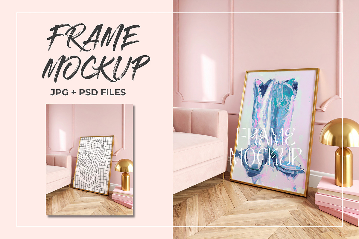 Pink Frame Mockup PSD Smart Layers, a Merchandise Mockup by Honey Island Studio (Photo 1 of 3)