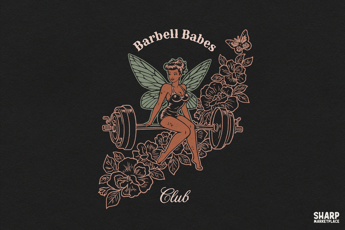 Barbell Babes Club Retro Fitness, an Object Graphic by SharpMarketplace (Photo 1 of 5)