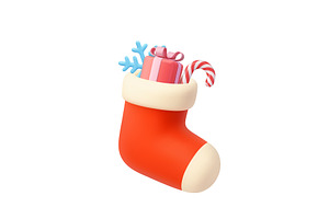 3d Christmas Stocking with Gift, an Object Illustration by ModVector