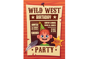 Birthday Cowboy Poster. Boy Portrait