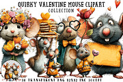 Quirky Valentine Mouse Clipart, an Illustration by OK Design (Thumbnail 1 of 6)