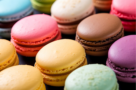 Assorted Many colorful macarons, a Food & Drink Photo by Ylivdesign