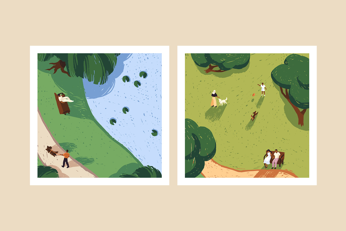 People have picnic in nature cards, a Seasonal Illustration by PaperTrident (Photo 5 of 5)