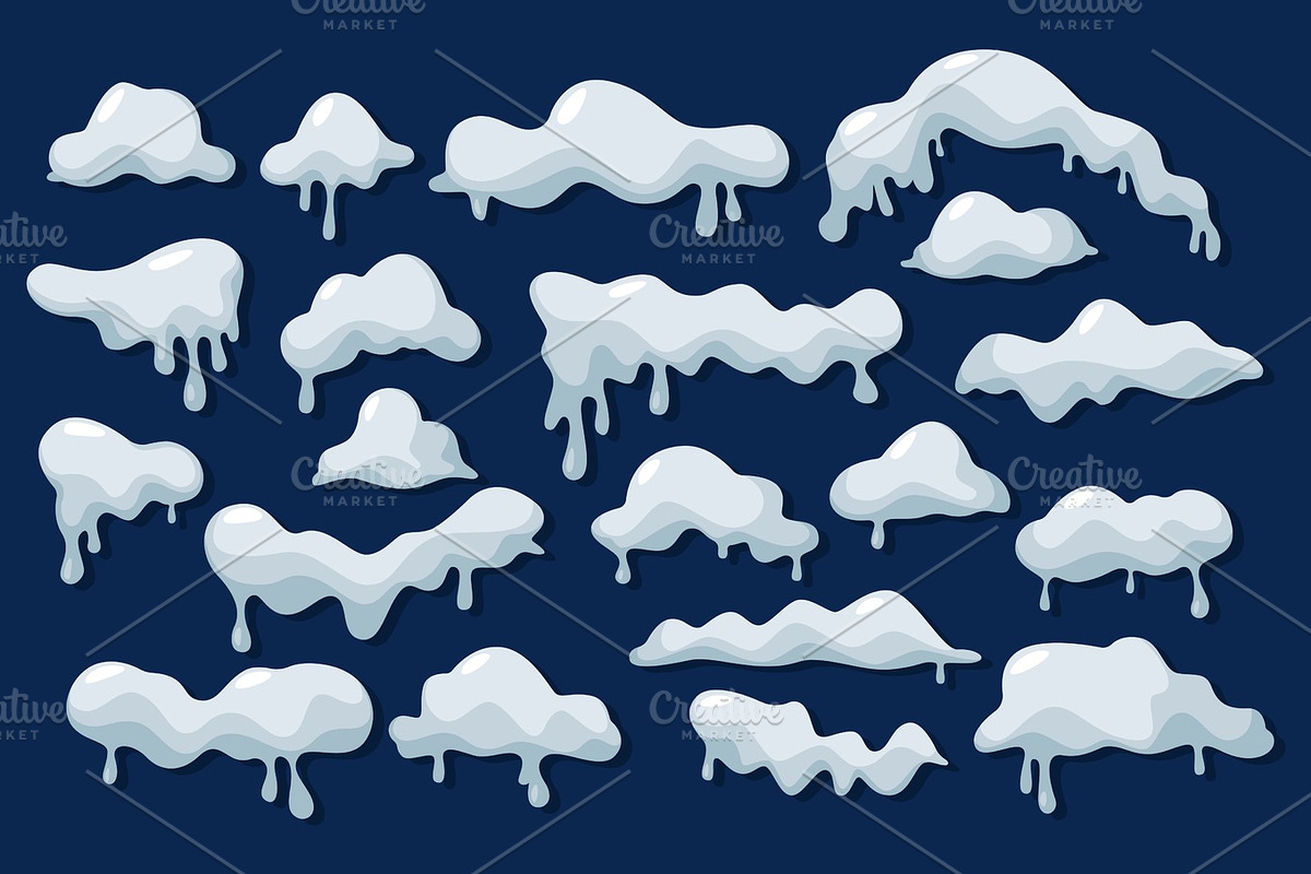 Set of isolated icy snow with dripping icicle, an Object Graphic by ...