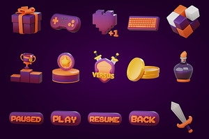 3D Game UI Element Icon