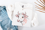 Coquette Cow Tshirt Design, cute, an Illustration by SharpMarketplace (Thumbnail 4 of 9)