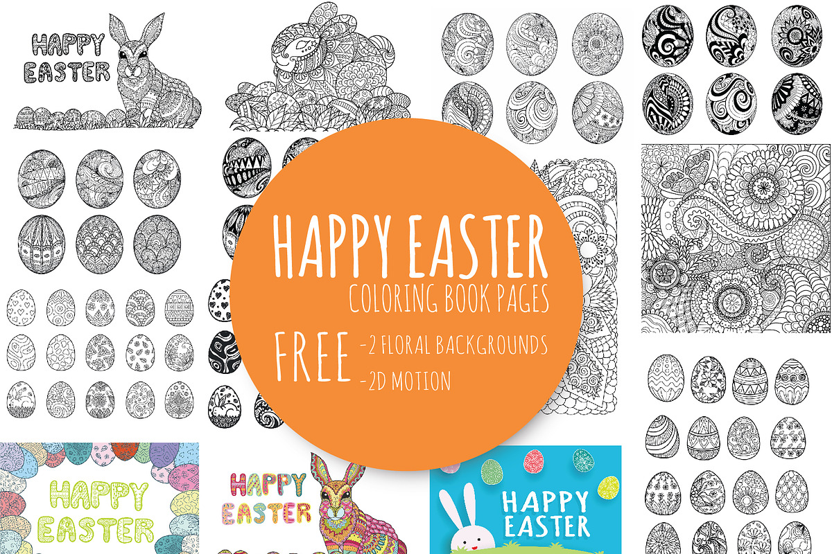 Happy Easter coloring page, an Object Graphic by Somjai King (Photo 1 of 16)