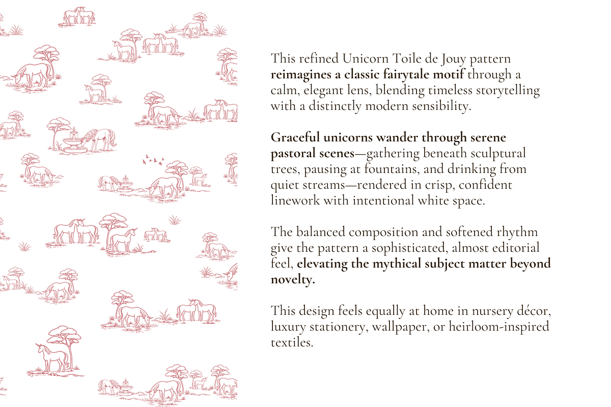 Unicorn Toile de Jouy Pattern, a Background Graphic by Hughes Studio (Photo 3 of 8)