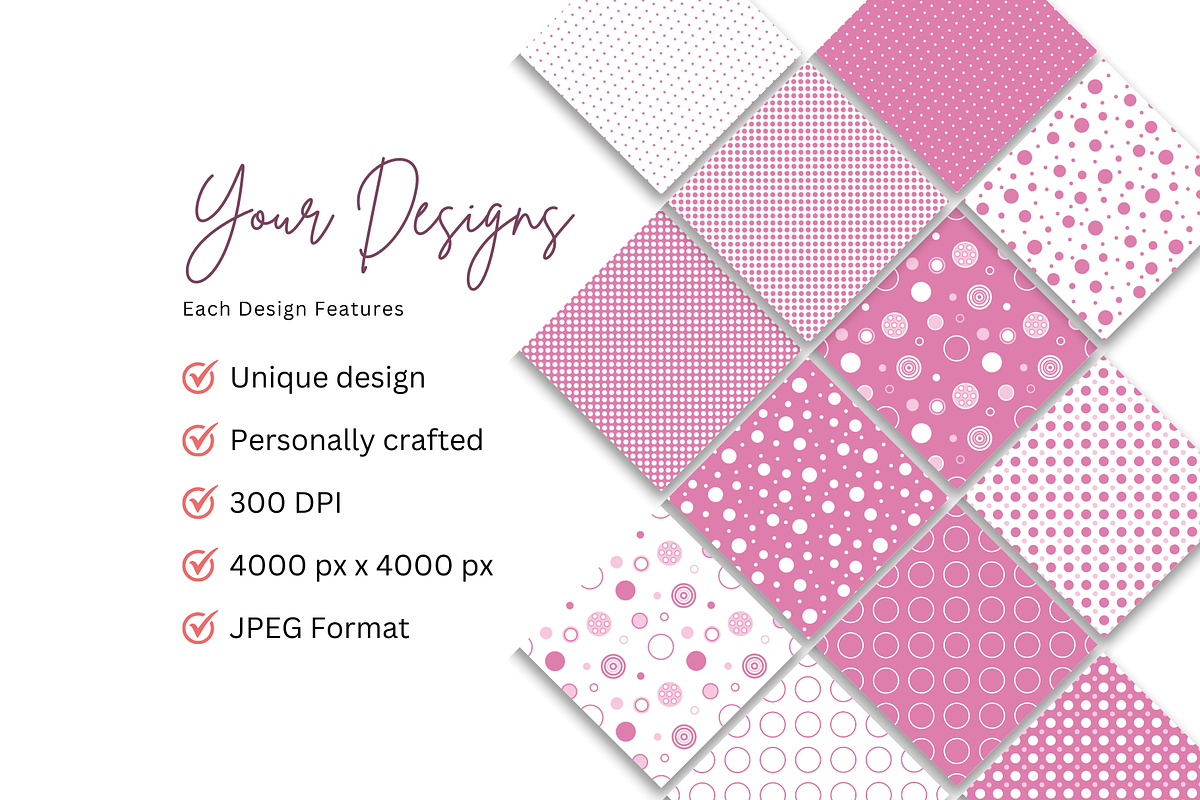 Pink Polka Dot Collection, a Pattern Graphic by Earley Bird Design Studio (Photo 7 of 9)
