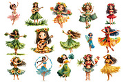 Hawaiian Hula Girls Clipart PNG, an Illustration by Dream Creation (Thumbnail 3 of 3)