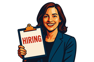 Smiling recruiter holding hiring, a Person Illustration by AlexArt