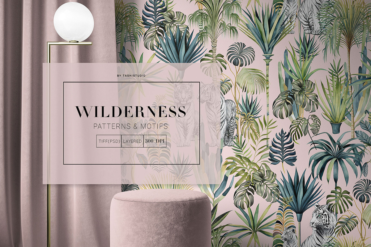 Wilderness, luxury tropical Patterns, a Wallpaper Graphic by Pink Linen (Photo 2 of 14)