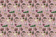 Vintage Pink Christmas Seamless, a Pattern Graphic by Coastal 5 Designs (Thumbnail 2 of 3)