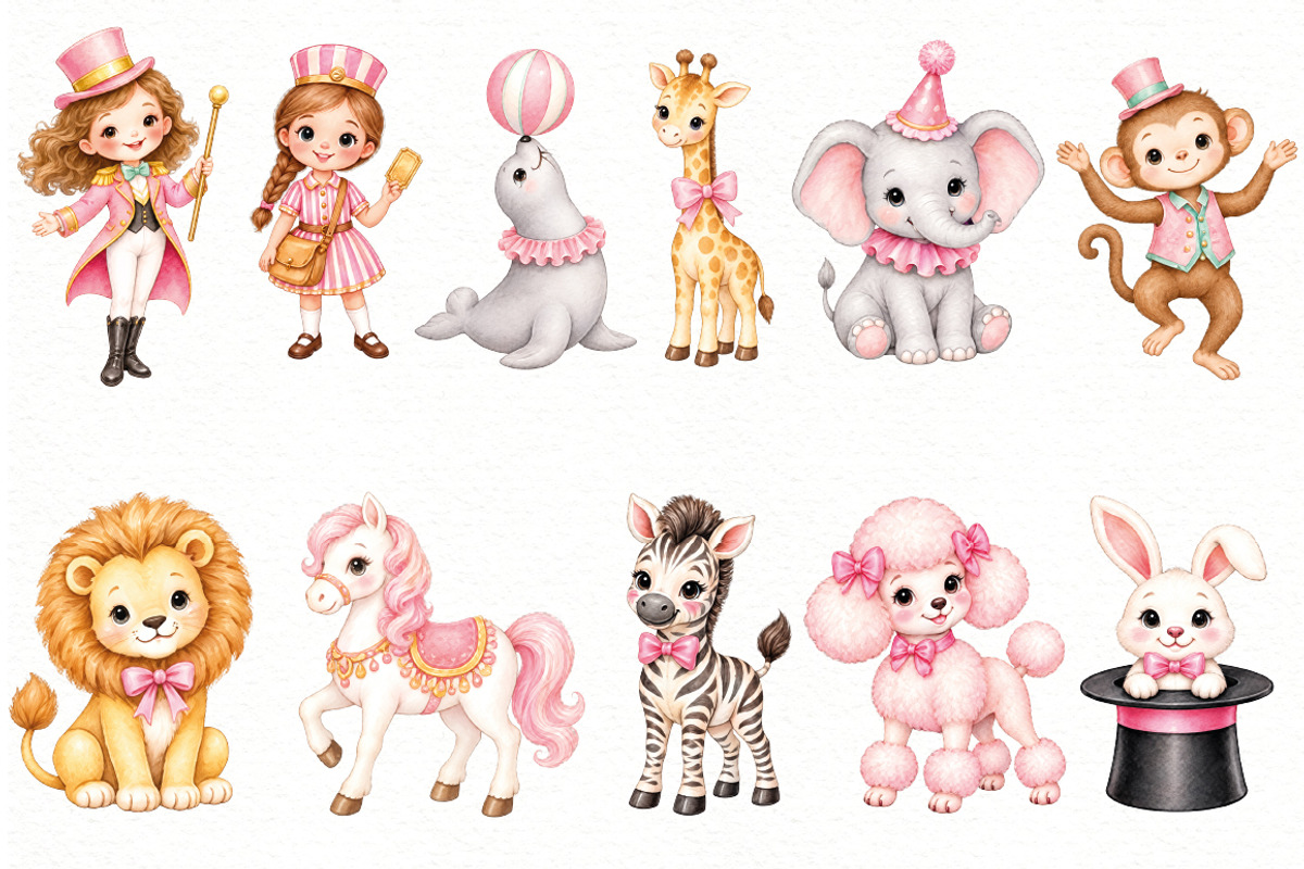 Watercolor Circus Animals, an Animal Illustration by Villa 11 Estudio (Photo 3 of 8)