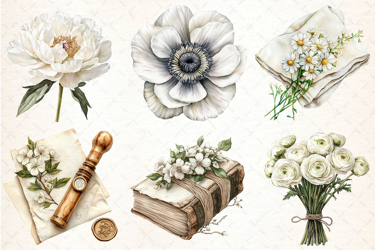 Watercolor Floral Clipart, an Illustration by DreamCafeArt (Photo 4 of 8)