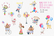 Watercolor Circus Animals Clipart, an Animal Illustration by the_myro (Thumbnail 5 of 16)