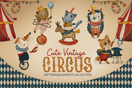 Vintage Circus Animals Clipart