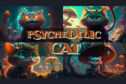 Psychedelic cat. Art., an Animal Illustration by KENO Mascots (Thumbnail 1 of 6)