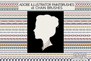 18 Vector Chain Brushes Illustrator, a Brush Add-On by Pickover Designs (Thumbnail 1 of 6)