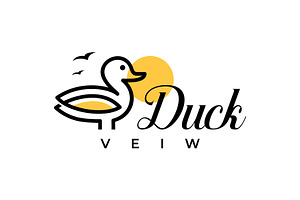 duck and view illustration logo
