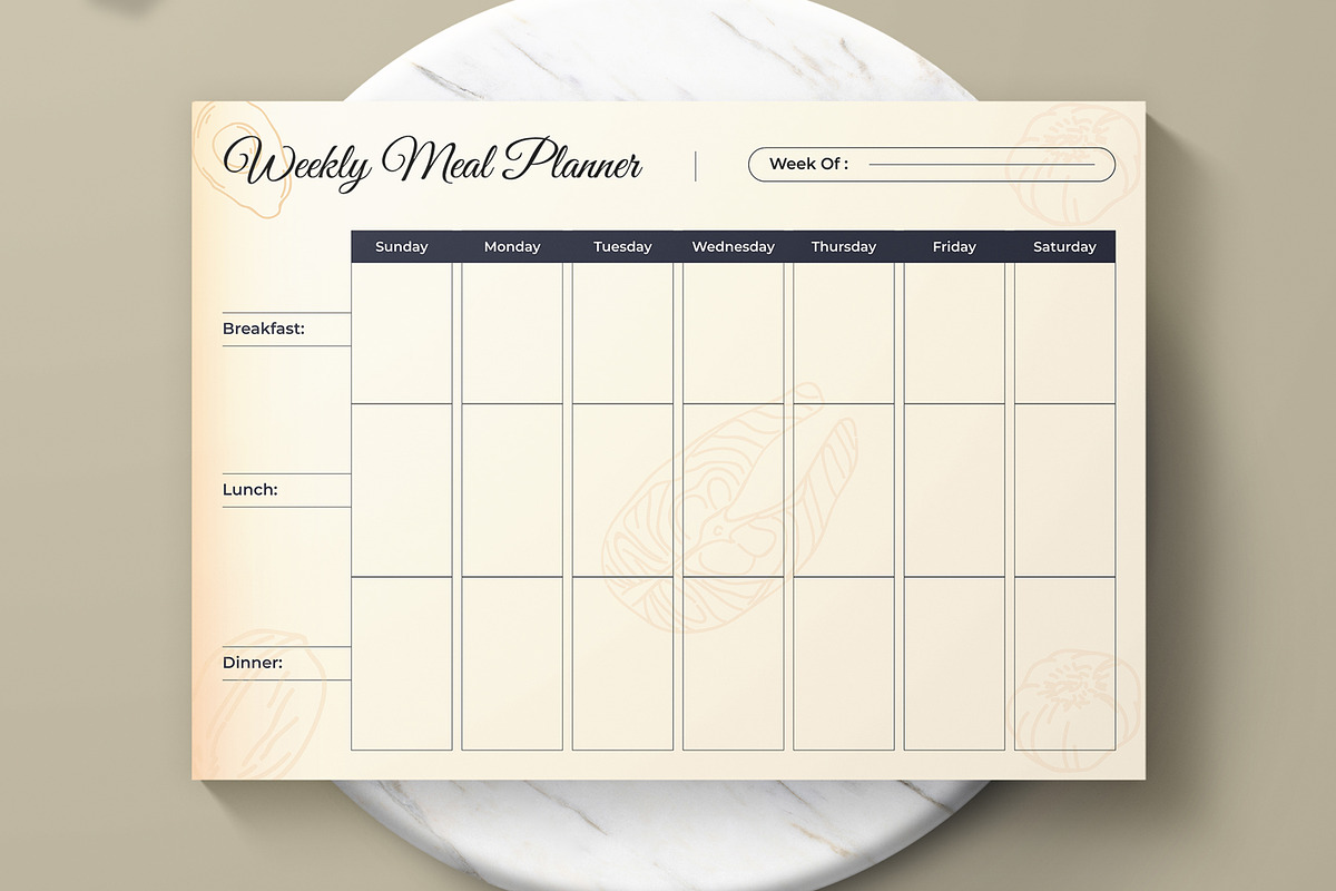 Weekly Meal Plan Layout, a Stationery Template by MightyDesign (Photo 2 of 6)
