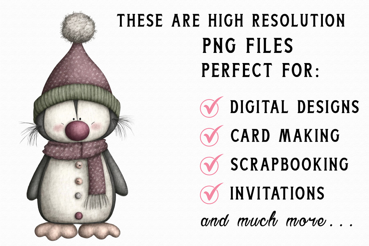 Winter Holiday Penguin Clipart, an Illustration by Libby Wishes (Photo 6 of 7)